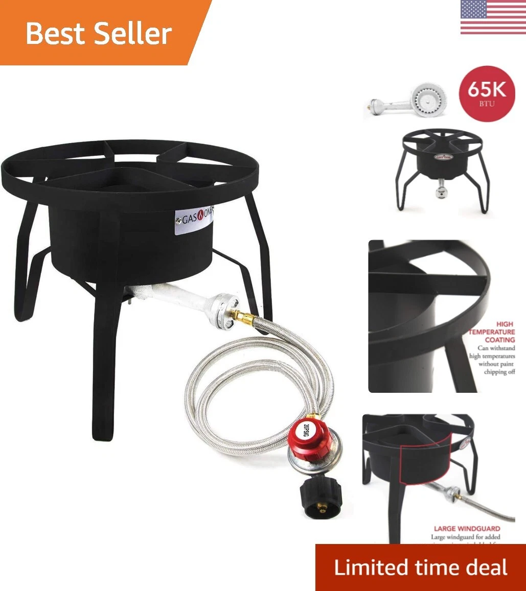 Heavy-Duty Propane Burner - 65,000 BTU - Heat Adjustable - Outdoor Cooking  | eBay