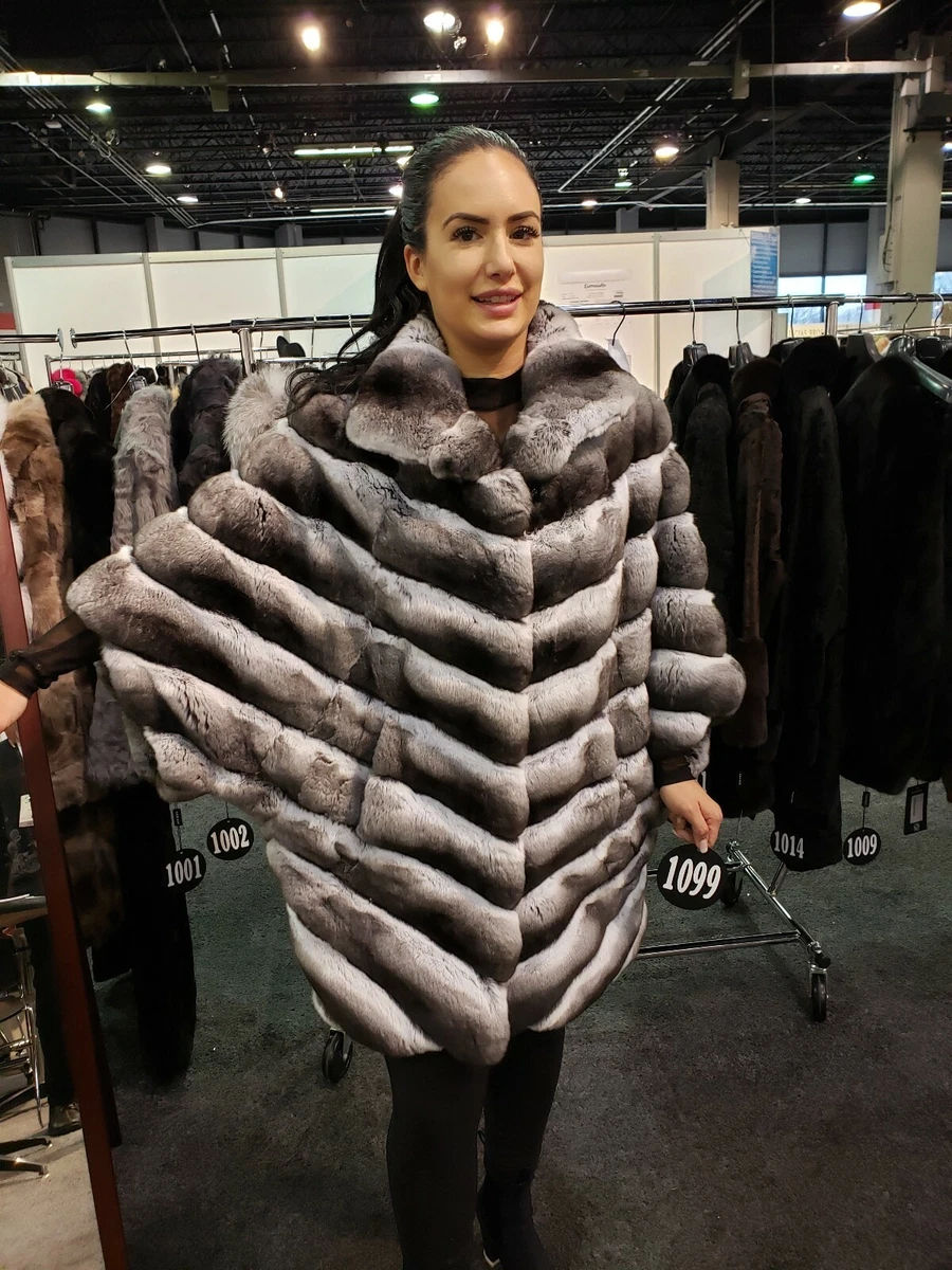 FABULOUS NATURAL CHINCHILLA COAT CAPE KIMONO FULL SKINS BRAND NEW
