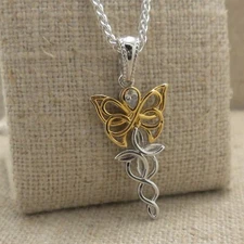 Sterling Silver & 10K Yellow Celtic Butterfly Pendant Keith Jack Chained & Boxed