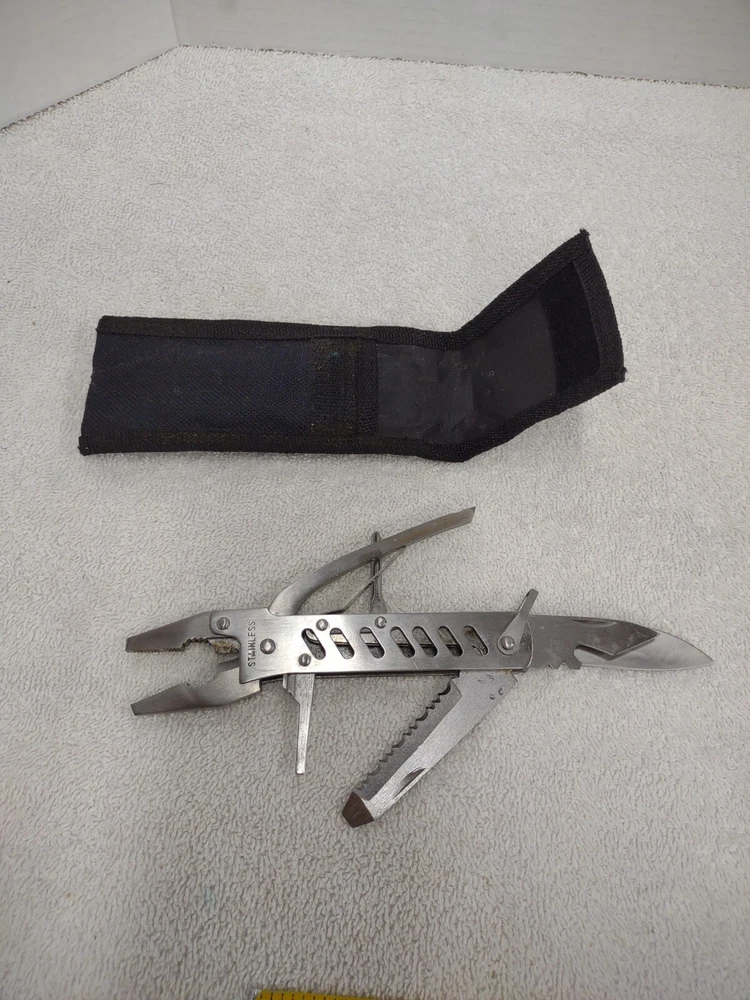 Multi Tool Knife Pliers Saw Screwdriver Bottle Open Stainless Steel Survival Kit