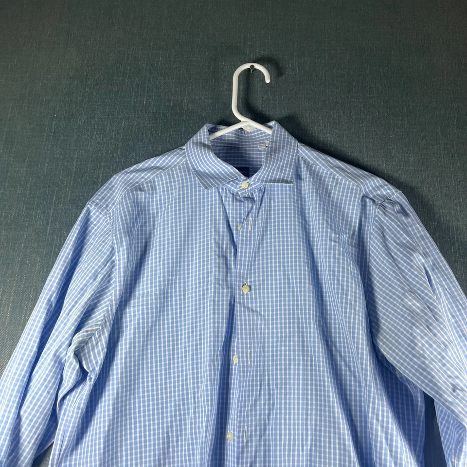 Camisa para hombre Culturata Thomas Mason talla L azul blanco a cuadros manga larga abotonada Foto 2 de 4