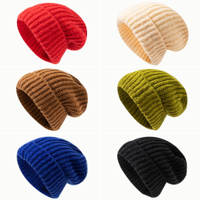 Unisex Women Men Oversize wooly Slouch Beanie Hat Textured Knitted Soft Warm