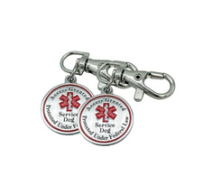 Service Dog Tag 2 Pack Double Sided Red Medical Alert Symbol Medal for Small Dog