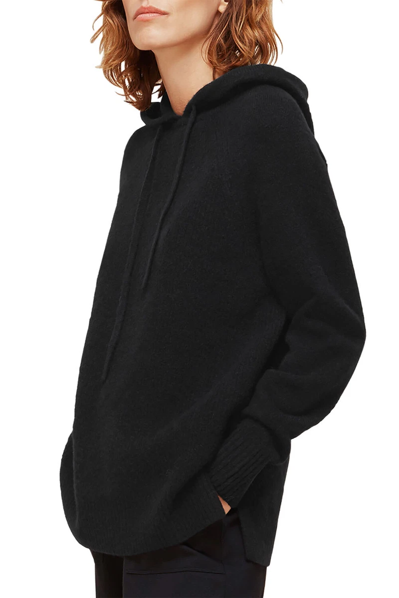 Whistles Womens Ribbed Knitted Hoodie Sweater X Small Black NWT 219
