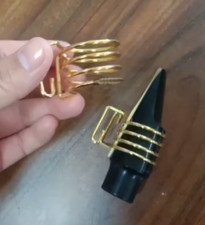Handmade Alto Saxophone Gold Plated Spring Ligature for Ebonite mouthpiece 1