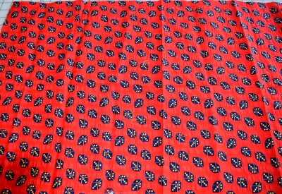 3703 Sm Pc Antique 1950's cotton fabric red seersucker with black dice