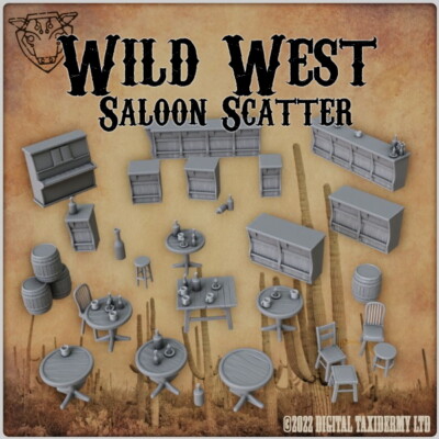 Wild West Saloon Scatter Pack 28mm Tabletop Gaming RPG Tische Klavier Stühle Bar