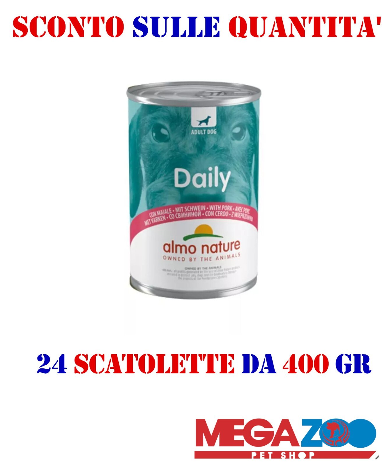 Almo nature dog daily maiale 400gr 24 SCATOLETTE