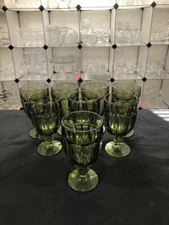 Gibraltar Olive Green by The Libbey Glass Company - Eight Iced Tea/Water Goblets