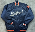 Majestic Detroit Tigers Jacket Large Blue Satin Dugout Authentic Collection Men