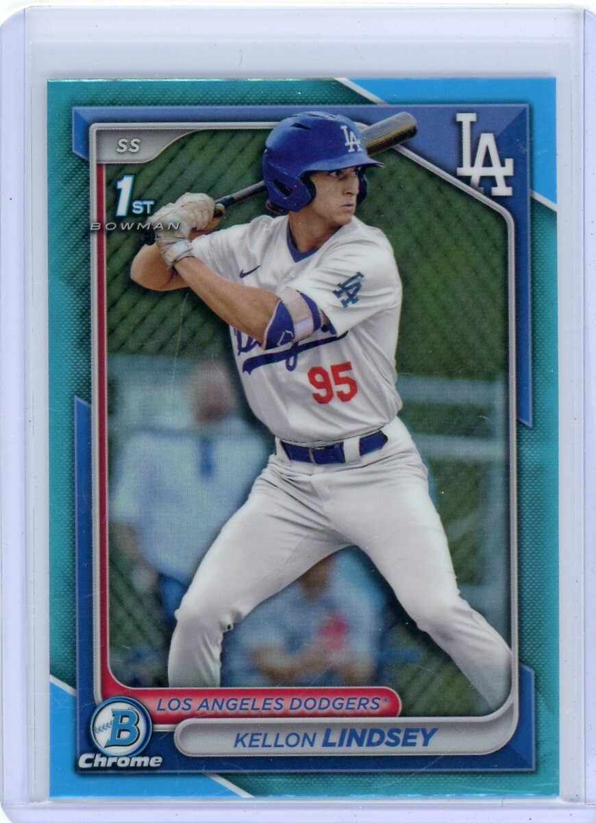 Kellon Lindsey 2024 Bowman Chrome Draft Sky Blue 1st Dodgers
