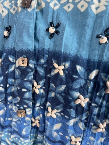 Lemon Grass Studio Button Up Blouse Beaded Accents Boho Chic Sz L - Picture 6 of 7