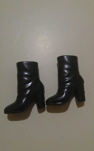 black leather look boots