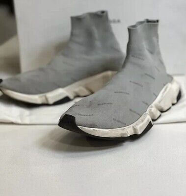 Size 9 - Balenciaga Speed Trainer Grey with writing | eBay Size 9 - Balenciaga Speed Trainer Grey with writing | eBay