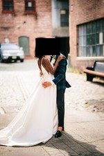 Classic A-Line Wedding Dress with Scoop Neckline and Pockets