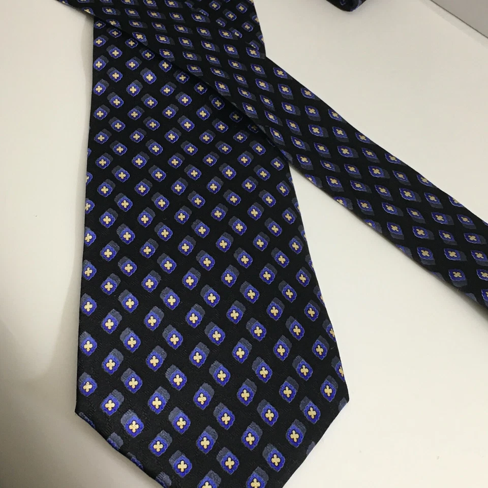 JOS. A. Corbata de seda geométrica para hombre BANK Executive Collection negra azul amarilla Foto 3 de 4