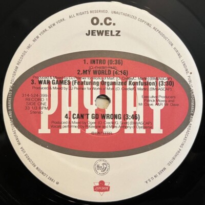 O.C. / Jewelz 1997 US Original 2LP Vinyl Big L, DJ Premier, Lord