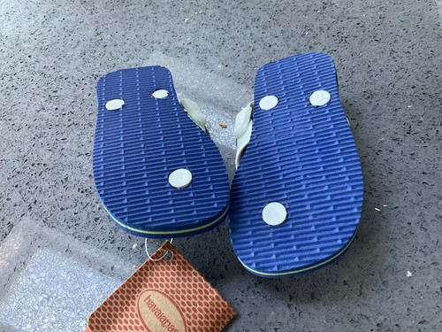 Infradito neonato Havaianas blu/bianco cinturino elastico uk 5 nuovo con etichette - Foto 3 di 3