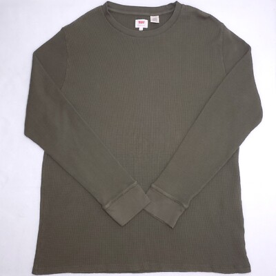 Levi's Thermal Shirt Mens XXL Solid Olive Army OD Green Long