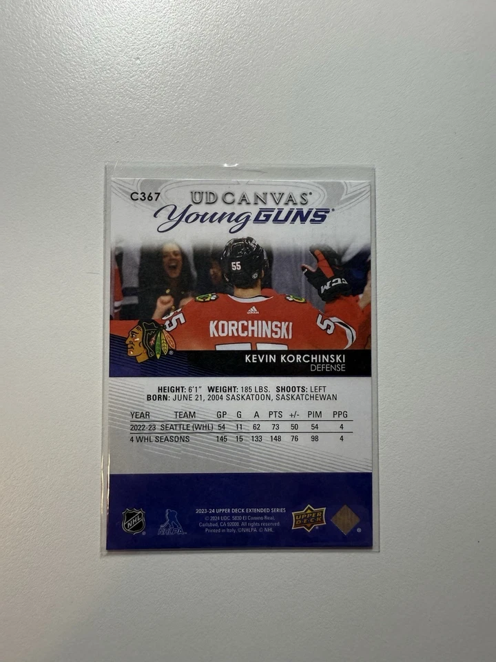 KEVIN KORCHINSKI 2023-24 EXTENDED YOUNG GUNS CANVAS - Image 2 of 2