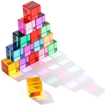 20 Pcs Acrylic Gem Cubes Blocks for Translucent Rainbow Building Blocks Cryst...