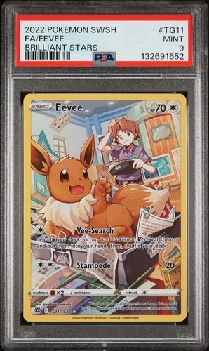 2022 POKEMON SWORD & SHIELD BRILLIANT STARS #TG11 FULL ART/EEVEE PSA 9