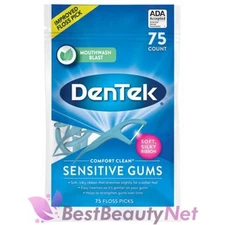 Dentek Sensitive Gums Floss Picks Mouthwash Blast 75 Count