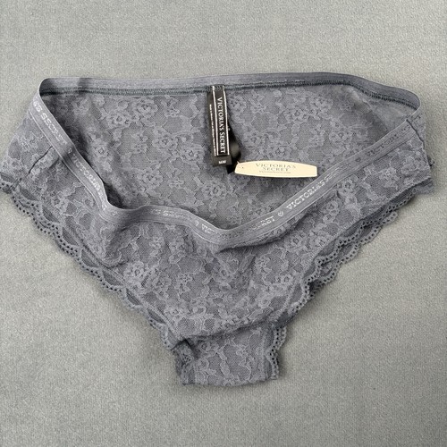 Victoria's Secret Bragas Bikini Panty Gris Floral Vieira Encaje Logo Cintura M - Imagen 3 de 6