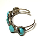 Estate Vintage Native American Sterling Silver Turquoise Cuff Bracelet 22.4 Gram — photo 4