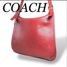 Vintage Coach 9134 Lg Red Leather Legacy Slim Hippie Flap Crossbody Saddle Bag!!