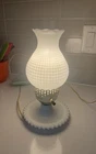 Cozy Vintage Hobnail Chimney Milk Glass 1950s Table Lamp 11" Cottage Core