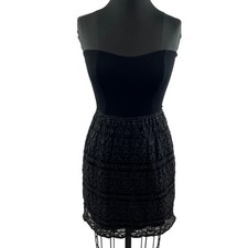 Eight Sixty Black Tubetop Lace Bottom Classic Simple Y2K Dress Size S Small
