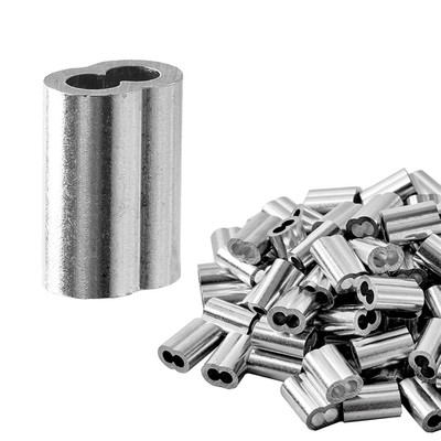 1/4'' (6Mm) Aluminum Crimping Loop Sleeve for Wire Rope, Cable Ferrule 30Pcs
