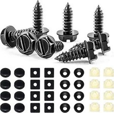 Premium Stainless Steel License Plate Screws Kit, 8 Sets Ru Color: Black-8Sets