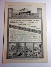 Advertisement: Cunard Line "Mediterranean - Egyptian Adriatic Cruises
