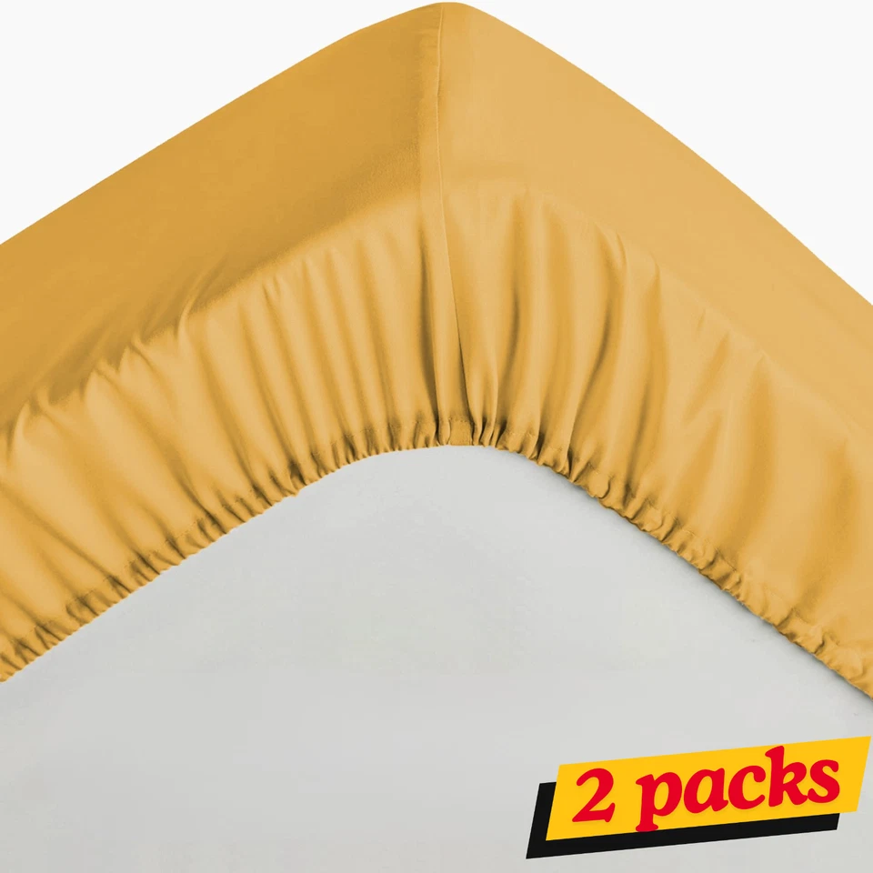 PAMPOSH 2X Fitted Sheet 40 cm Extra Deep Ultra Soft Bed Sheets Double King Size Single