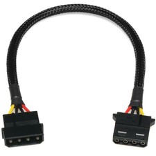 Black 4Pin Peripheral Molex Extension Cable 12 Inch 30cm Sleeved ATX Power