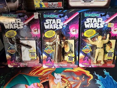 1993 Just Toys Inc Star Wars Bend-Ems, Luke Skywalker, Obi- Wan, C-3PO Sealed