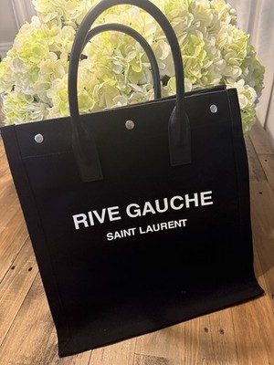 Authentic Saint Laurent Rive Gauche Tote in black canvas