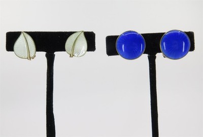 Set of 2 Vintage Norway Sterling Silver & Enamel Earrings Scharning, Jensen