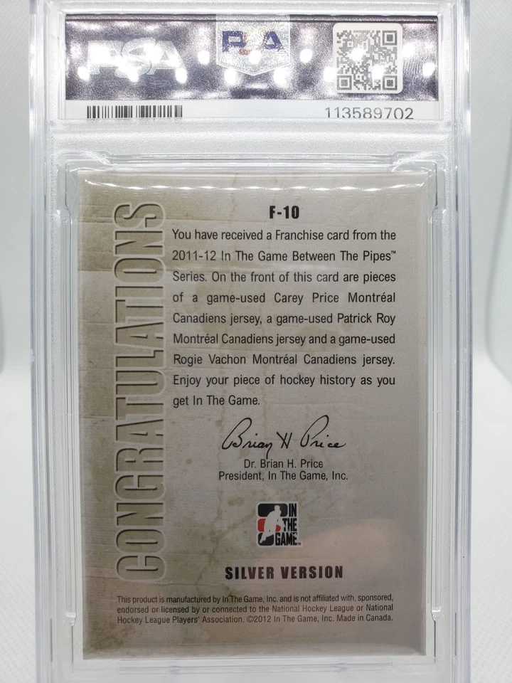 Carey Price Patrick Roy Vachon 2011-12 ITG Between the Pipes Franchise /50 🔥🔥 - Image 3 of 3