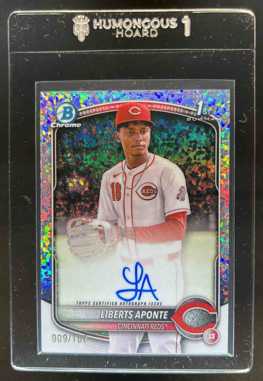 2025 Bowman Chrome Liberts Aponte Auto Mini Diamonds Refractor 1st #9/100