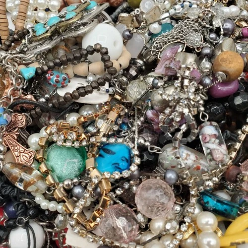 5 Pounds Vintage to Modern Costume Mystery Jewelry Craft Junk Tangled Estate Lot
