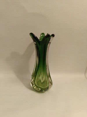 Vintage Vase Muranoglas Grün 60-er Jahren Super Zustand