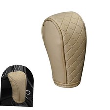 Car Gear Shift Cover, Leather Shift Knob Cover, Anti-Slip Breathable 1 PC Beige