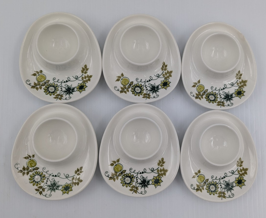 Set of 6 Egg Cups Market by Figgjo Norway Egg Holders - READ