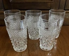 Set of 5 VTG Anchor Hocking Wexford Tumblers Diamond Pattern 5 1/4” Clear Glass