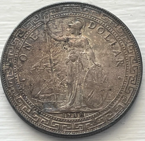 1908 British Silver Trade Dollar- Terrific Original Surfaces -AU/MS?