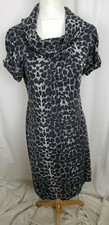 Kenneth Cole New York Black Gray Animal Print Cap Sleeve Knit Dress sz S 2-3