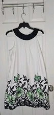 New Directions Halter Dress Womens 12 Floral Mini Shift Boho Peasant Stretchy 